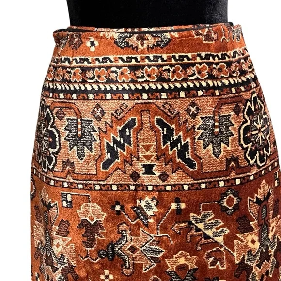 Vintage Tapestry Rug Carpet Boho Skirt Side Slit And Zipper — Size Small - Picture 2 of 13